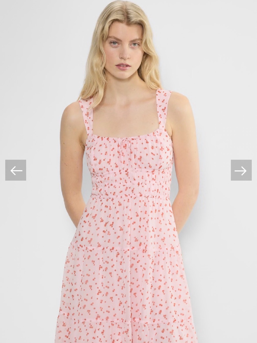 Sunday Best Aritzia Pink Floral Tiered Sundress - Picture 3 of 6